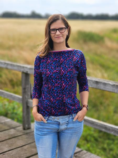 Baumwolljersey Mandy im Leodesign, Farbverlauf in Royalblau und Pink